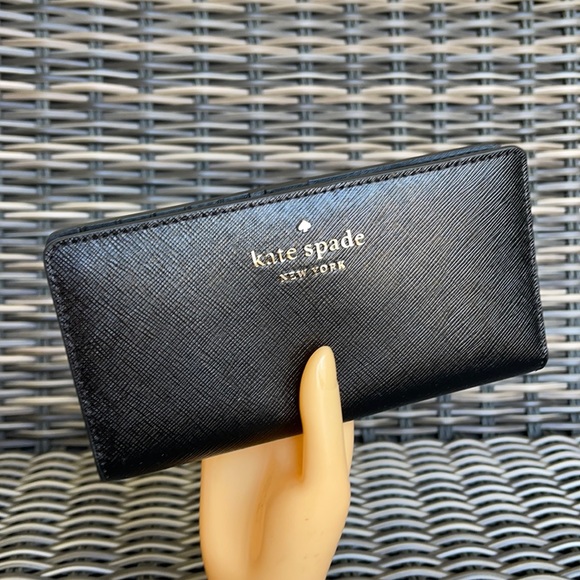 Kate Spade Staci Large Slim Bifold Wallet Black - Picture 1 of 16